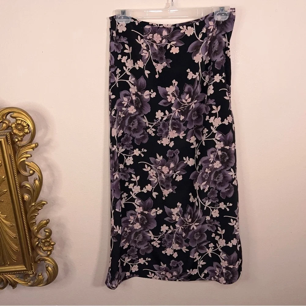 Vintage Small Hana Purple Floral Maxi Skirt Lightweight Womens Vintage 16
